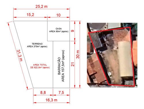 Terreno, Casa E Barracão