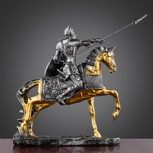 Knight Figurine Resina Escultura Retro Colección De Estilo
