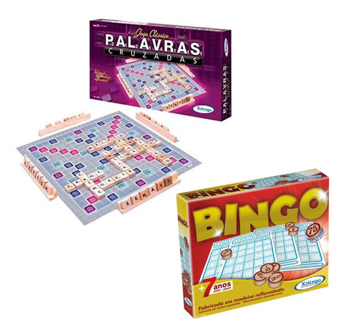 Jogo Palavras Cruzadas Xalingo E Bingo - Peças Em Madeira