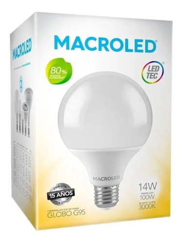 Lámpara Globo Led Opal Cálida / Fría Macroled 14w