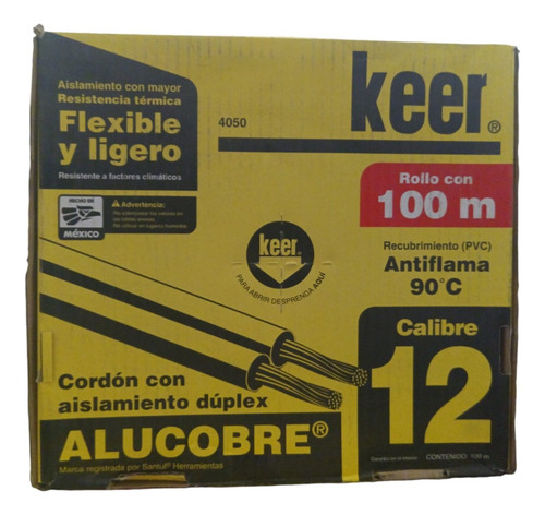 50 M. Cordón Con Aislamiento Dúplex Blanco 12 Awg