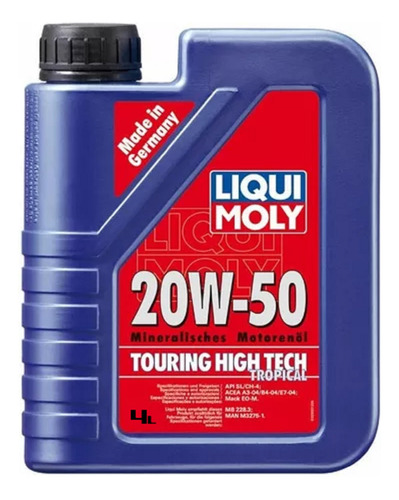 Lubricante Liqui Moly Mineral Touring High Tech 20w50 4lt