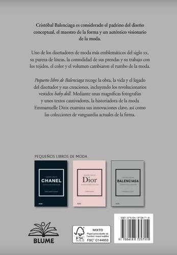 Pequeño Libro De Balenciaga - Padrino Del Diseño Conceptual