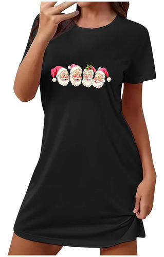 Camisón Corto De Talla Grande De Navidad Para Mujer Con Dise