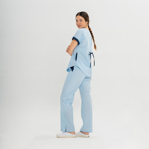Ambo Medico Oh! Wear Lola Poly Celeste Con Azul