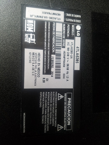 Fuente De Alimentación Para Tv Pantalla Lg 47la6205 (Usado)