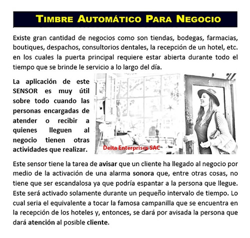 Sensor Avisador De Ingreso De Personas Alarma Infrarrojo
