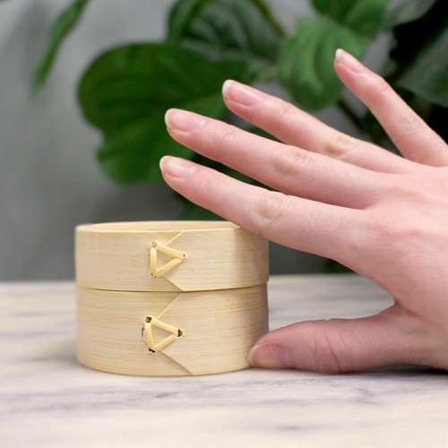 Bamboomn Mini Cesta De Bambú Dim Sum De 3 Pulgadas Para Post