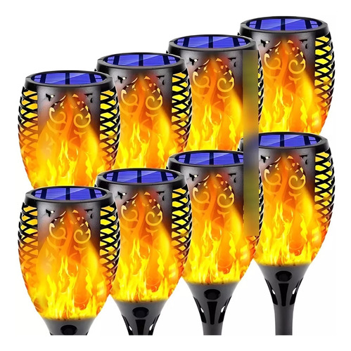 4 Lamparas Luces Solares Antorchas Fuego Artificial