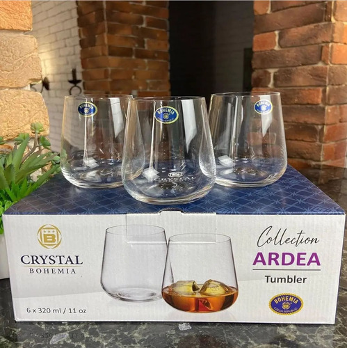Vasos Cristal Bohemia Ardea 320ml Set X 6 Whisky Agua Cognac Color Transparente