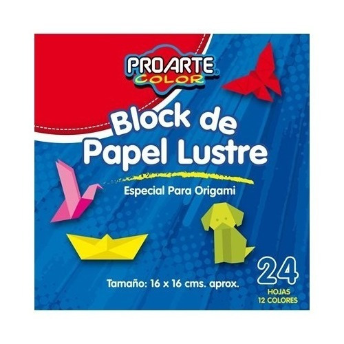 Block Papel Lustre 16x16cm 24 Pliegos 12 Colores