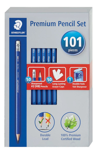 Staedtler Paquete 50 Lápices #2 Con Borrador Y Sacapuntas