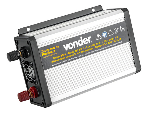 Inversor De Potência 600w 12v Dc Para 220v Vonder