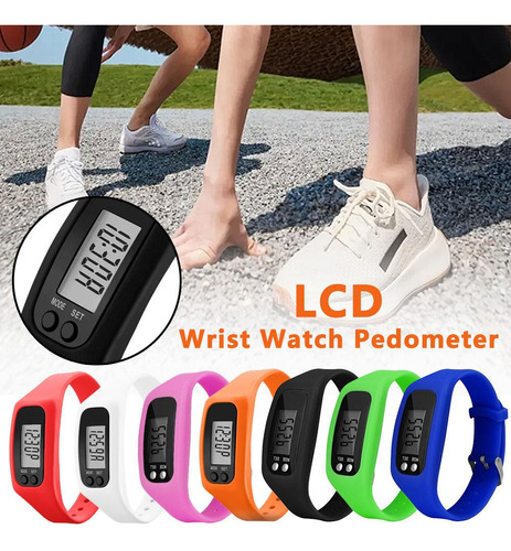 Podómetro Electrónico De Silicona Para Reloj De Pulsera Lcd