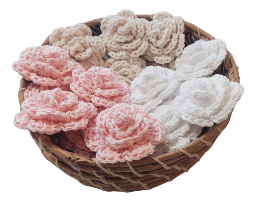 Pack Rosas Tejidas En Crochet X 10unid