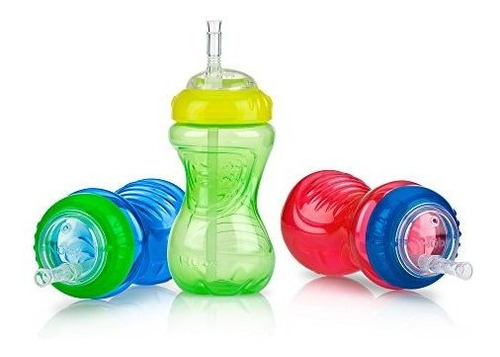 Nuby 3 Piece Boy No-spill Cup Con Tirada Flexible, 10 Clkoi