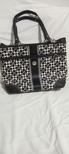 Bolsa Coach Negra Con Blanco Mediana Negro Con Blanco Logo Níquel Negra (Usado)