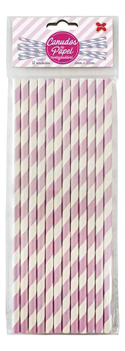 Canudo De Papel Listrado Lilás E Branco 6mmx200mm 4307 12 Un