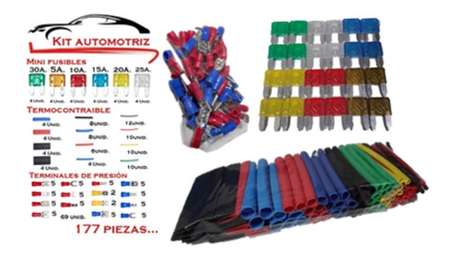 Kit Automotriz Fusible Termocontraible Terminales 177 Piezas