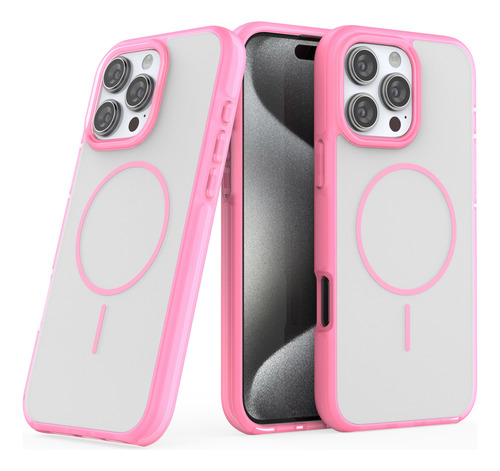 Funda Para iPhone Con Magsafe Transparente Con Bordes A Color, Case Circulo Magnético Uso Rudo Suave Al Tacto