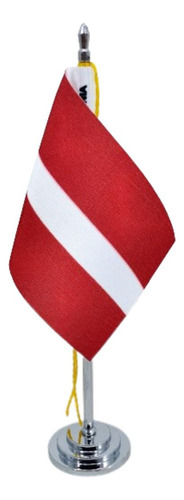Mini Bandeira De Mesa Do Letônia 15 Cm (mastro) Poliéster