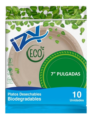 Platos Desechables Biodegradables 7pulgadas  Izyeco 240 Unid
