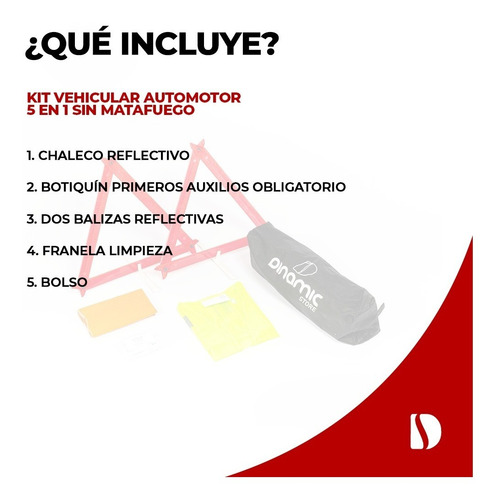 Imagen 3 de 8 de Kit Seguridad Auto Chaleco Baliza Botiquin Sin Matafuego