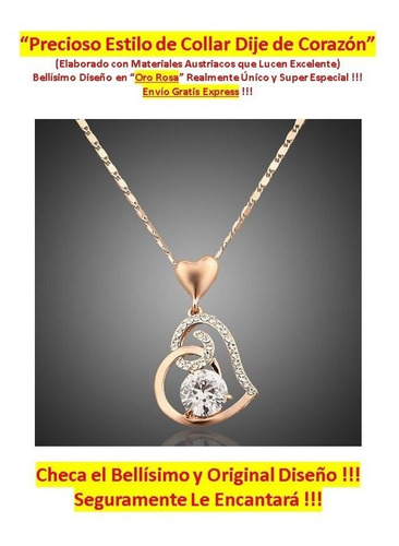 Maravilloso Collar Dije Corazon Swarovski Regalo De Amor