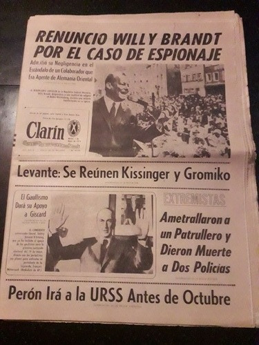 Diario Clarín 7 5 1974 Perón Urss Extremistas 