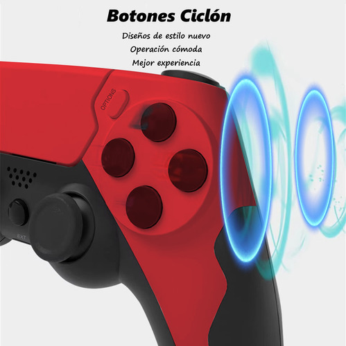 Techwolf Control Joystick Inalámbrico Con Giroscopio De Seis Ejes, Compatible Con Consolas Ps4, Ps3 Y Pc, Con Doble Vibración, Rojo