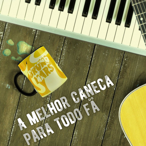 Caneca Porcelana Bruno Mars Alça Preta Musica Presente