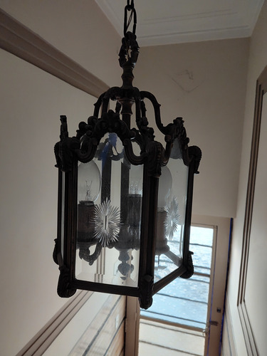 Antiguo Farol Enorme De Bronce 6 Caras 3 Luces Año 1930 (Usado)