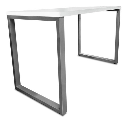 Mesa Para Escritório Estilo Industrial 100cm Prata/branco