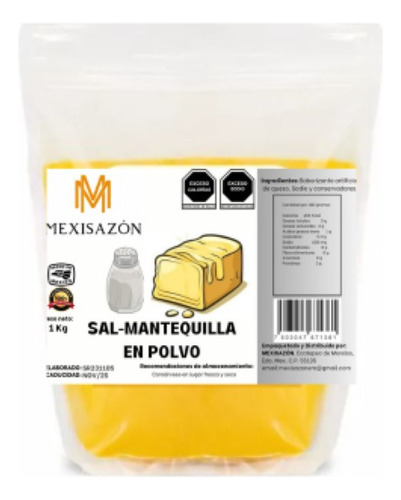 Sazonador Sal Mantequilla En Polvo 1kg Para Botanas Premium
