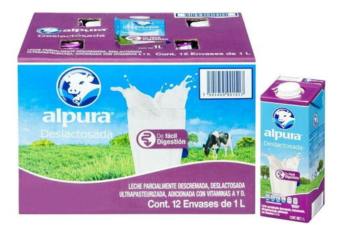 Caja De Leche Alpura Deslactosada Gran Sabor X12 U 12 Litros