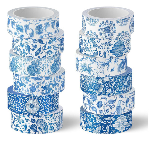 12 Rollos Azul   Washi Tape Chinoiserie Flor Washi Tape...