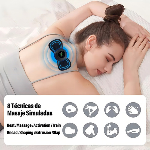 Mini massageador elétrico portátil estimulador muscular USB cor azul