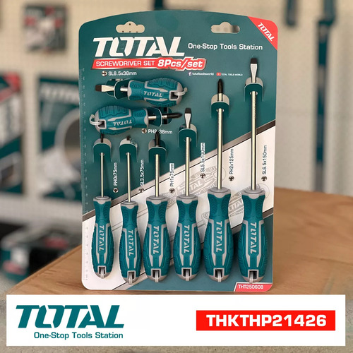 Set Juego De Destornilladores Industrial Imantado Total 8pzs