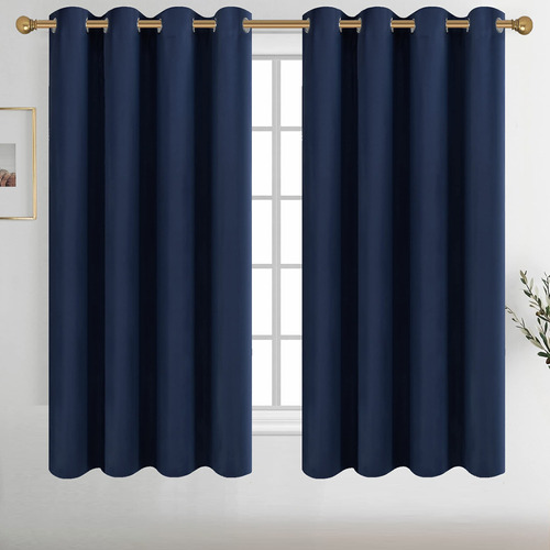 Diraysid Cortinas Opacas De Color Azul Marino Con Ojales Par