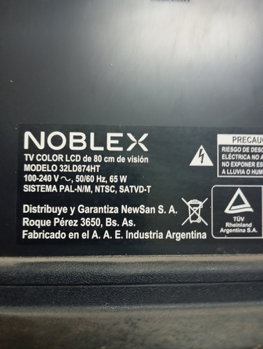 Placa Fuente Noblex 32ld874ht (Usado)
