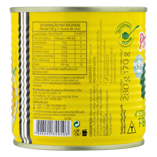 Imagem 3 de 3 de Milho Verde em Conserva Predilecta Lata 170g