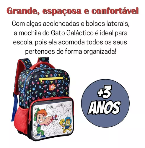 Mochila de Costas Masculino Gato Galáctico Colorir