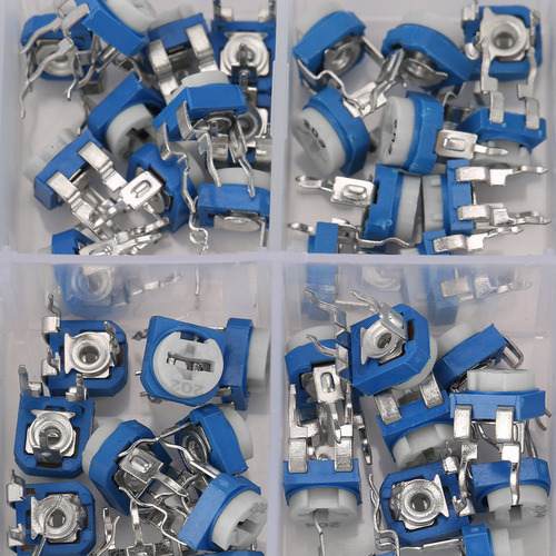 Trimmer Pot, 100 Unidades, 10 Valores, Resistencia Variable