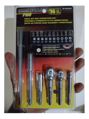 Set De Puntas Y Adaptadores Para Taladro 16 Piezas