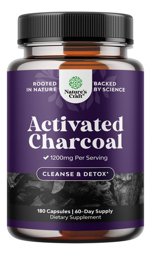 Natures Craft Carbón Activado Detox 180 Cápsulas