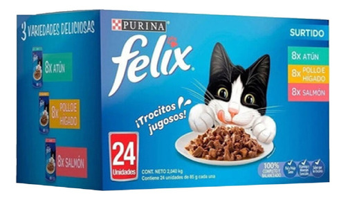 Alimento Para Gato Humedo Multisabor Felix 24/85 G Msi