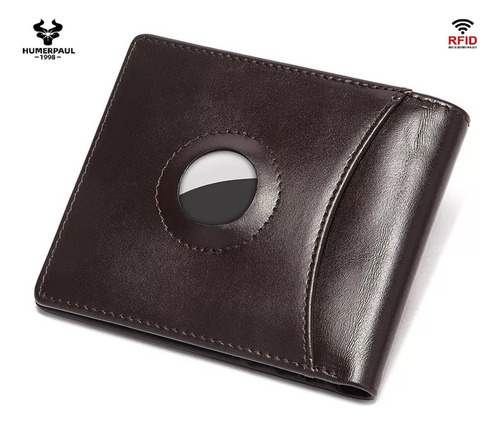 Carteira Humerpaul Modelo Bifold/airtag Antifurto Cor Preto Desenho Do Tecido Liso
