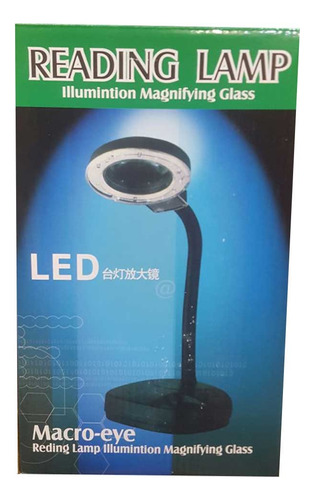 Lámpara Led Blanca Con Lupa Flexible Para Escritorio Negro