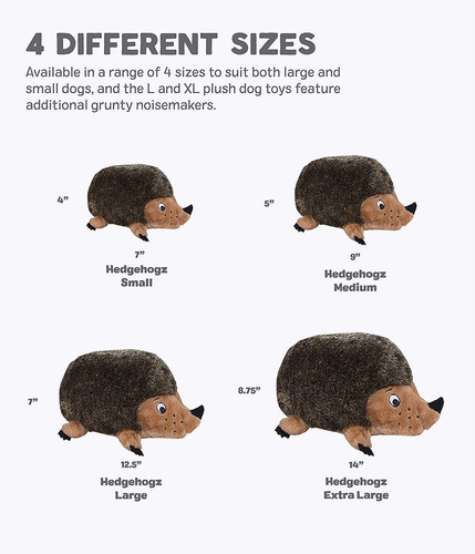 Imagen 6 de 8 de Outward Hound Hedgehogz Squeaky Dog Toy - Cuddly Soft Toy Fo