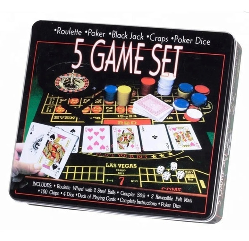 Set De Poker 5 En 1 Con 100 Fichas Ruleta + Accesorios